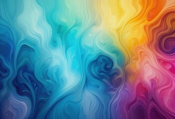 Leinwandbilder - Colorful abstract swirls of paint blend in vibrant wave patterns