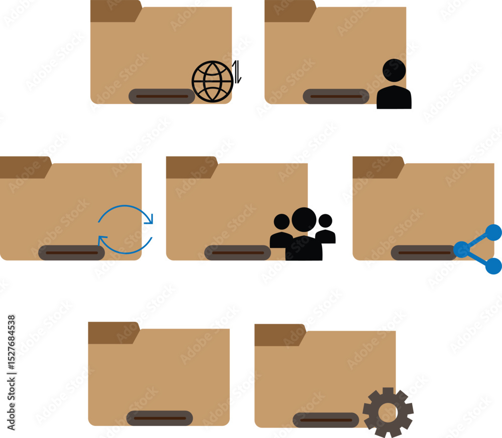 Brown color Folder icon set. Full vector scale able file. Stock Vector ...