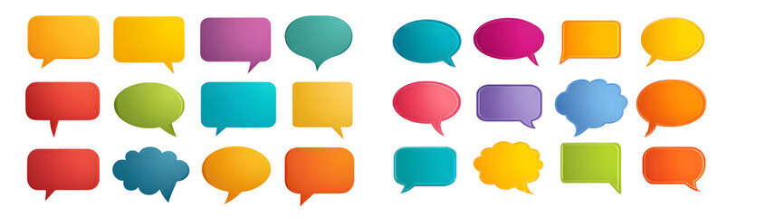 Fototapete - Collection of colorful speech bubbles in various shapes. isolated on transparent background