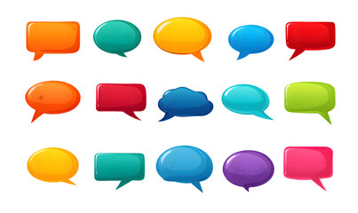 Fototapete - set of Colorful speech bubbles in various shapes and colors. isolated on transparent background