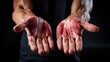 © Jidapa - An anatomical demonstration of the human hand displaying the muscular structure of the palm and fingers, highlighting the intricate network within a muscular bodybuilder.
