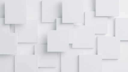 Poster - Abstract white square shape with futuristic concept background for design brochure, website, flyer. Geometric white wallpaper for certificate, presentation, landing page. 3d rendering illustration