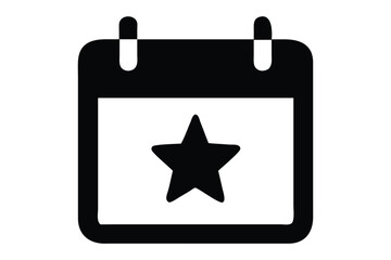 Fototapete - Black and white calendar icon featuring a star symbolizing special events