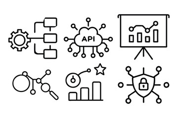 Poster - Collection of modern data science and technology icons for business and digital concepts