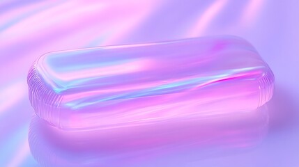 Poster - Iridescent rectangular prism art installation on soft purple abstract background