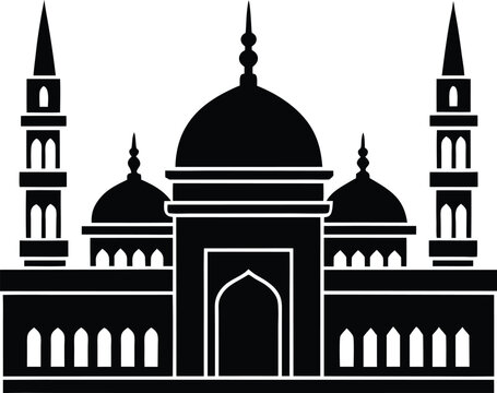 Al Masjid An Nabawi in Medina Flat  vector silhouette illustration