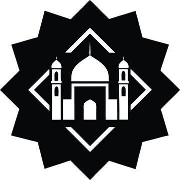 Star Shaped Pattern with Central Mosque vector silhouette illustration