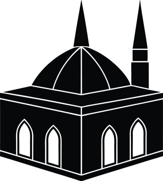 Bosnian Mosque with Balkan Influences vector silhouette illustration