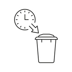 Aufkleber - Clock With Trash Bin Solid Icon. Time Management And Waste Disposal Efficiency Silhouette Symbol. Scheduled Cleanup And Organization. Editable Stroke. Isolated Vector Illustration