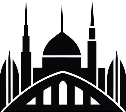 Modern Mosque in UAE Skyline vector silhouette illustration
