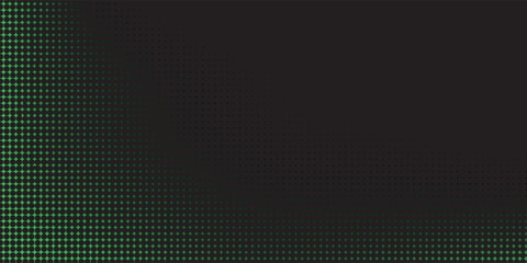 Fototapete - abstract green halftones background on black background for banner, cover, poster, and presentation