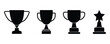 © Charles stockio - Trophy cup icon vector set in flat style silhouettes. Award trophy cup vector. Victory cup, Prize, Winner symbol vector illustration.