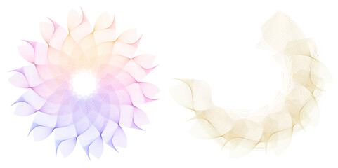 Aufkleber - Vibrant geometric circular pattern with gradient colors—perfect for cosmetics, fashion, textile jpg design, tech branding, and wellness. Ideal for backgrounds, packaging, digital art, futuristic