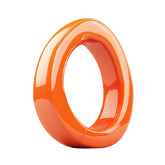 Poster - Orange Torus Glossy Loop 3D Render on Black Backdrop Creative Abstract on transparent background