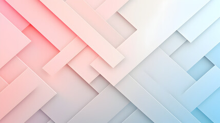 Poster - A minimalist abstract design featuring overlapping geometric shapes in soft pastel colors, creating a modern and clean aesthetic.