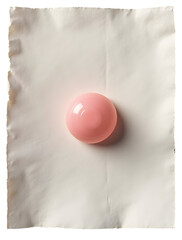 Poster - Pink glossy sphere on textured paper with soft shadow and warm light
