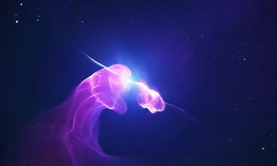 Poster - Abstract cosmic nebula of purple and violet hues
