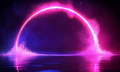 Poster - Neon arch over water