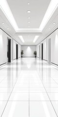  Minimalist Hallway Interior Design with Glossy Tiles, Ambient Lighting, and a Spacious Feel