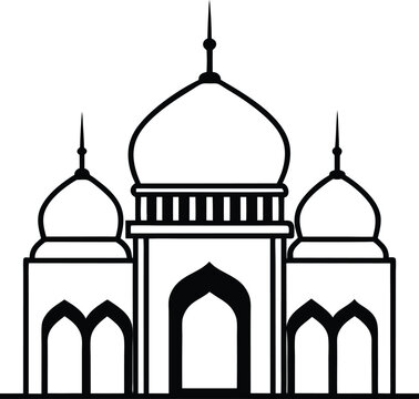 Traditional Ottoman Style Mosque Illustration vector line art illustration