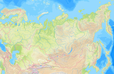  Map of the Russia and surrounding countries without any labels