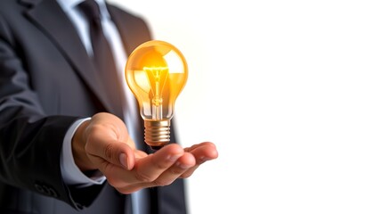 Poster - a man holding a glowing lightbulb