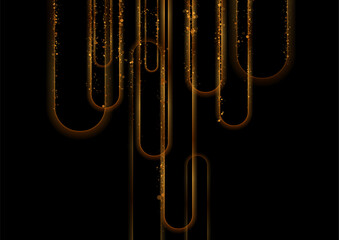 Aufkleber - Geometric golden smooth lines and small particles abstract luxury background. Vector design