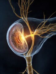 Aufkleber - Exploration of Optic Nerve and Eye Anatomy Through Futuristic 3D Rendering With Glowing Effects and Clean Margins