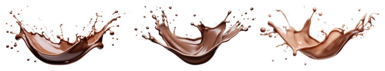 Wall Mural - png dynamic chocolate splash art, element set on transparent background