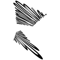 Poster - scribbled abstract shapes consisting of parallel lines creating a dynamic and chaotic visual represe