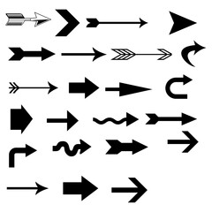 Aufkleber - Collection of assorted black arrow illustrations pointing in various directions on a white background