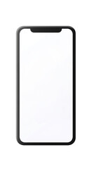 Fototapete - Smartphone mock up with blank screen for design purposes, showcasing sleek black frame and minimalistic style, ideal for showcasing app interfaces or digital content