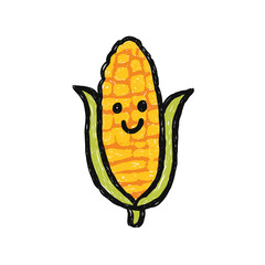 Wall Mural -  cheerful corn smiling brightly isolated on white background