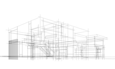 Canvas Print - architectural drawing 3d vector illustration