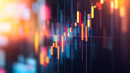 Aufkleber - An abstract representation of financial data with fluctuating lines and colorful candlestick charts, symbolizing market trends and analysis.