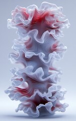 Poster - Abstract Sculpture with Red and White Fluid Ruffles Displaying Artistry