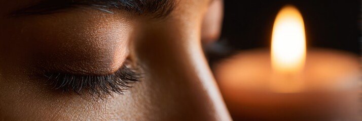 Poster - Calm Eye Meditation Practice With Candlelight Creating a Serene Atmosphere for Mindfulness