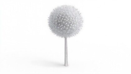 Poster - Abstract White Tree Sculpture in Minimalist Style on White Background