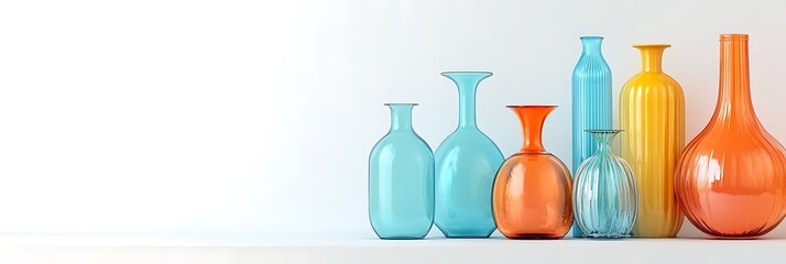 Poster - Colorful Glass Vases in Various Shapes and Heights on White Background