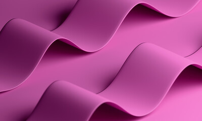 Fototapete - Dynamic Rose Pink Wave Forms with Dimensional Depth - Modern Abstract Textile-Inspired Surface Design
