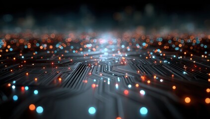 Poster - Digital Cityscape: A Futuristic Circuit Board Landscape