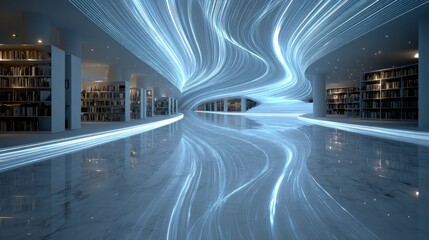 Poster - Futuristic Library: A Digital Oasis of Knowledge