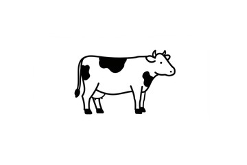 Poster - A charming black and white cow design perfect for farm branding logos dairy products icons and agriculture related projects offering a scalable graphic solution.