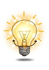 Poster - Bright Ideas: Illuminating Inspiration Clipart - A cheerful cartoon lightbulb glows, symbolizing creativity, innovation, knowledge, enlightenment, and inspiration