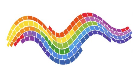 Poster - Colorful Rainbow Wave Abstract Design - Abstract of a rainbow-colored wave, formed from small squares, ideal for backgrounds, websites, or presentations