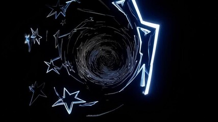 Poster - Abstract spiral with glowing stars on a dark background  