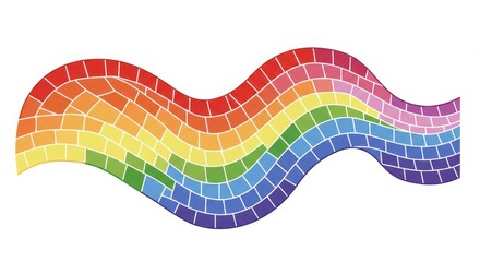 Poster - Rainbow Mosaic Wave Design - Abstract of a rainbow colored mosaic tile wave design on a white background. Perfect for backgrounds, websites, and more