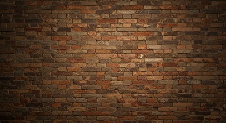 Poster - Rustic Brown and Red Brick Wall Texture - A high-resolution of an aged brick wall, perfect for backgrounds, textures, and design projects. Evokes feelings of history, strength