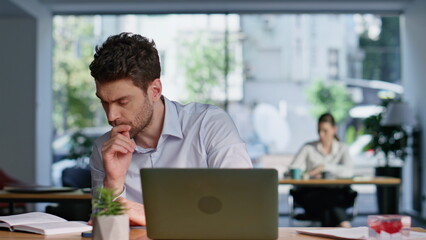 Poster - Professional manager developing project at workplace closeup. Smart businessman