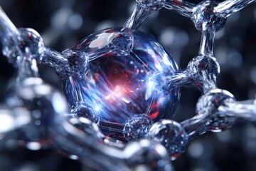Poster - Microscopic view of molecular structure demonstrating intricate connections and glowing core
